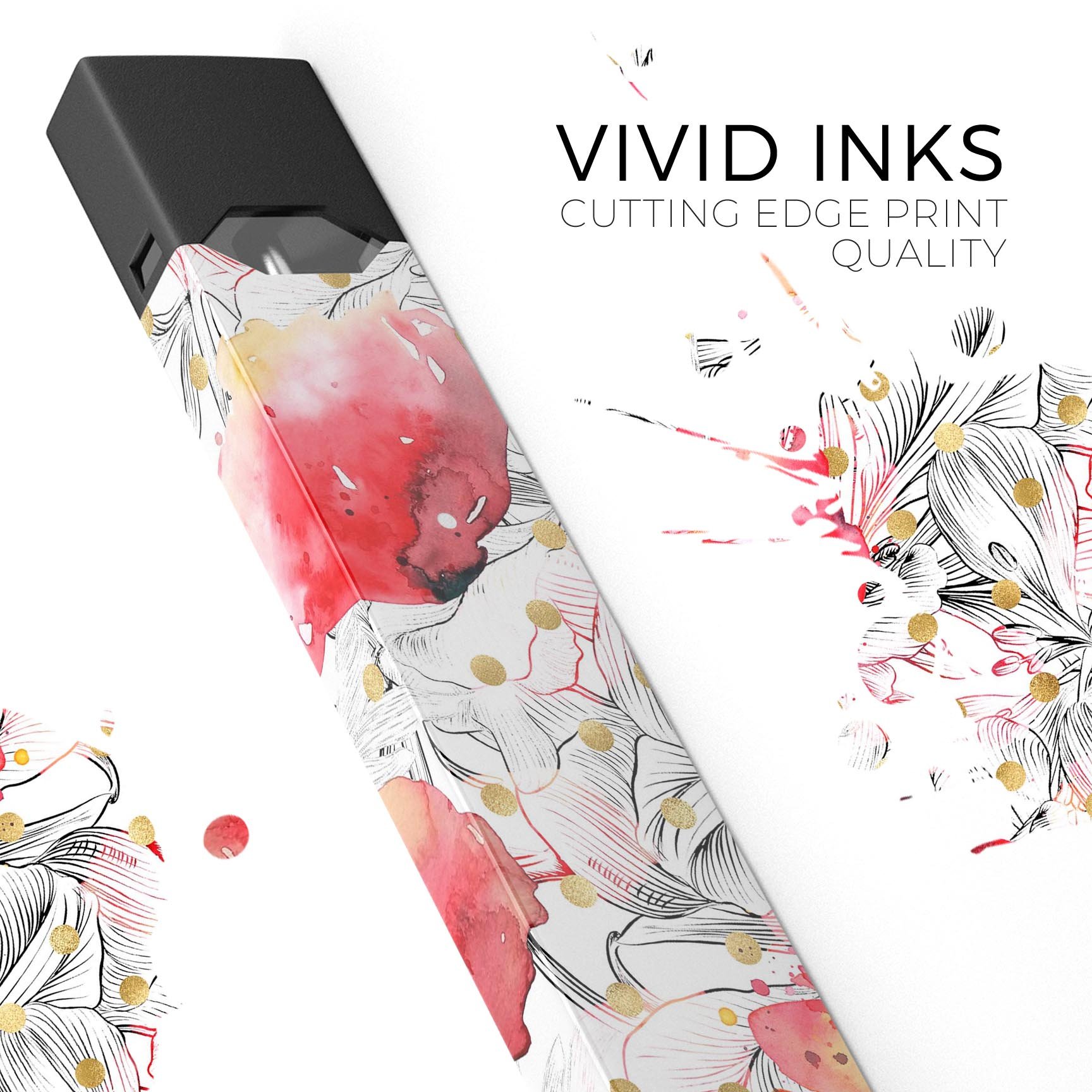 Karamfila Watercolo Poppies V29 skin-wrap for JUUL device, featuring vibrant poppy design and premium quality.